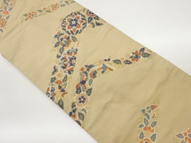 JAPANESE NAGOYA OBI / WOVEN FLOWER CREST